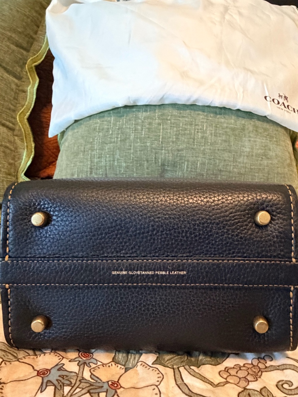 Coach Pebbled Leather Tote in Black - Picture 5 of 11